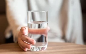 a glass of water